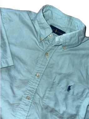 Ralph Lauren Men’s Light Blue Button-Down Oxford Shirt medium short sleeve